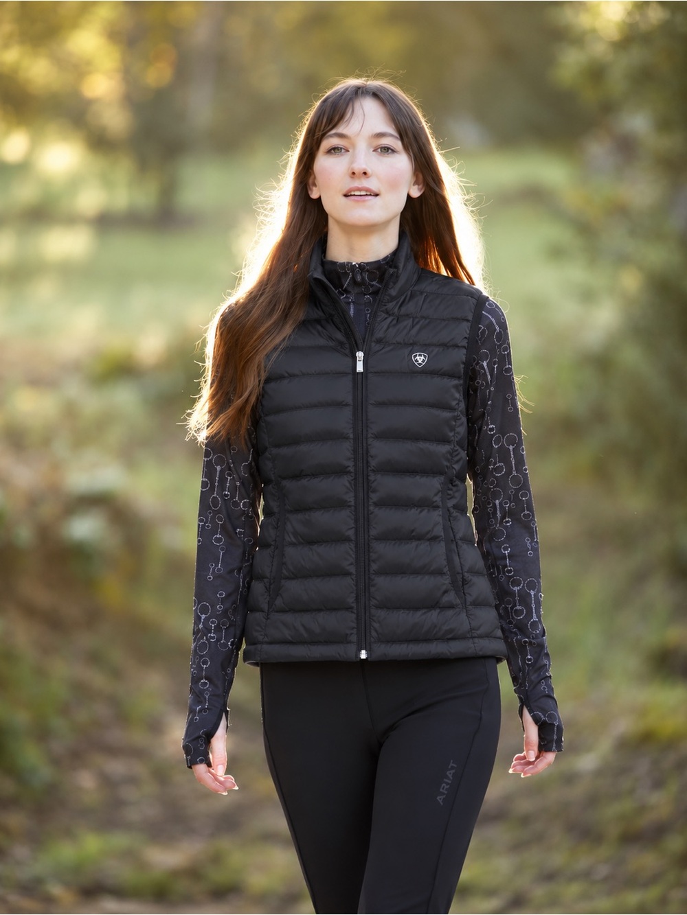 Ariat Ideal Down Womens Black Quilted Puffer Vest Size Medium *c